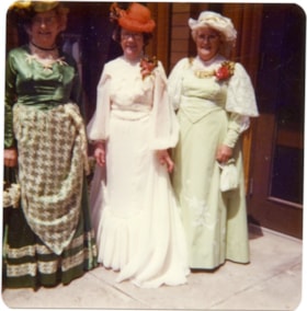 Three women in 1890's costumes., 1970-1980 thumbnail