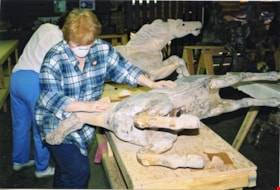 Maxine Wilson-Young sanding a carousel horse, [between 1990 and 1992] thumbnail
