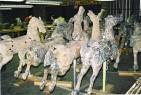 C.W. Parker no. 119 carousel horses under restoration, [between 1990 and 1992] thumbnail