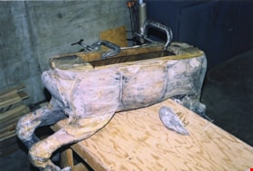 C.W. Parker no. 119 caousel horse in pieces during the restoration, [between 1990 and 1992] thumbnail