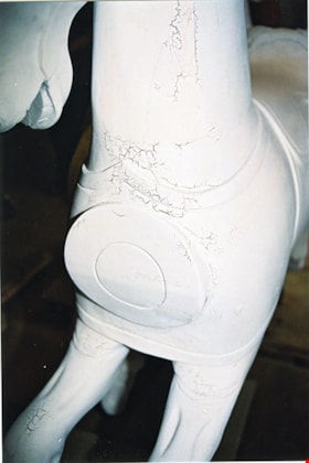 Detail of C.W. Parker no. 119 carousel horse with primer, [between 1990 and 1992] thumbnail
