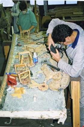 Doug Wills making repairs scenery from C.W. Parker no. 119 carousel, [between 1990 and 1992] thumbnail