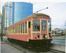 Interurban 1231 on the track between Science World and Granville Island, [between 1998 and 2011] thumbnail