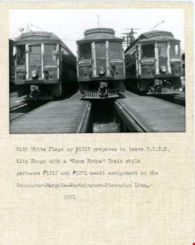 B.C. Electric Railway trams at station, 1951 thumbnail