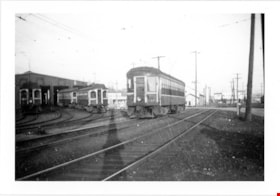 B.C. Electric Railway tram no. 1317 tram passing New Westminster barns, 1952 thumbnail