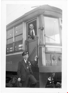 B.C. Electric Railway tram no. 1315 with motorman and conductor, [194-] thumbnail