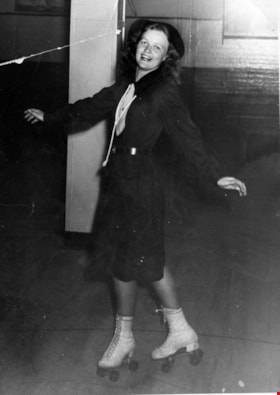Margaret McGeachie on roller skates, [ca. 1948] thumbnail