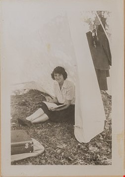 Ivy McGeachie in tent, 1948 thumbnail
