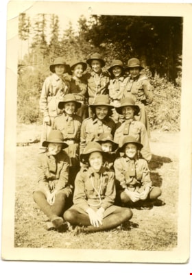 Girl Guides at camp in uniform, Jun 1935 thumbnail