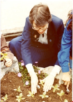 Planting flowers at Heritage Village, May 1980 thumbnail