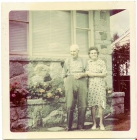 George Love and Rhoda Love in front of house, [1963] thumbnail