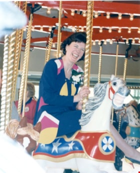 Venus Solano on the carousel, [between 1989 and 1999] thumbnail