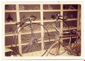 Bicycles inside the bicycle and buggy shop, 19 Nov. 1971 thumbnail