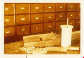 Wood shaver, cleaver, and porcelain beaker, 1975 thumbnail