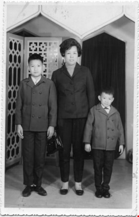 Woman with two boys, [ca. 1950] thumbnail