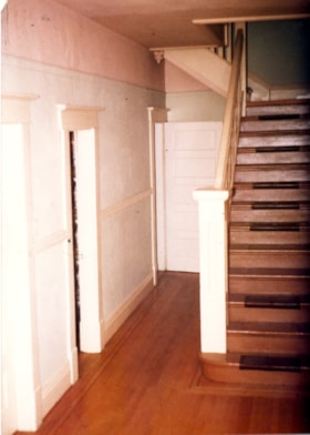 Entrance hall and stairway inside Mawhinney house, 1962 thumbnail