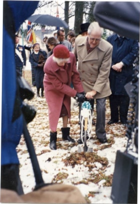 Breaking ground for the Administration/Entrance Building of the Burnaby Village Museum, February 18, 1989 thumbnail