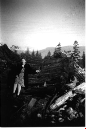 Frances Wuzinski on family property on Hastings Street, 1945 thumbnail