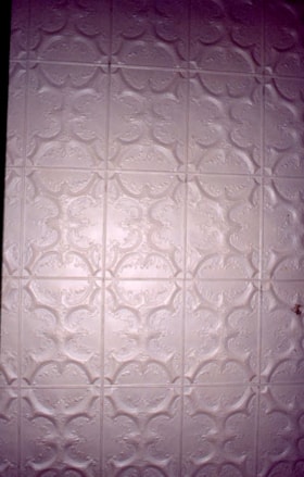 Detail of tin ceiling in music room, Aug. 28, 1988 thumbnail