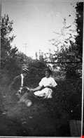 Esther Love and dog, [ca. 1910] (date of original), copied 1989 thumbnail