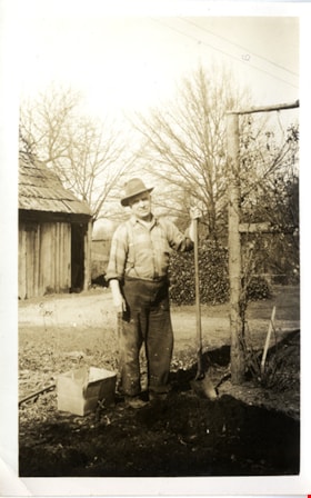 William Parker with shovel, [194-] thumbnail