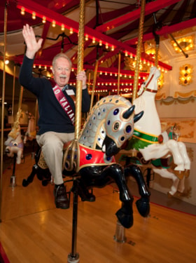 Don Hamilton and carousel horse named Valiant at Carousel's 100th Anniversary Event, May 5, 2012 thumbnail