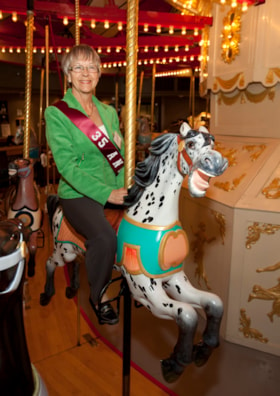 Annie Santini and carousel horse named Annie at Carousel's 100th Anniversary Event, May 5, 2012 thumbnail