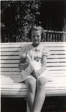 Louise Irwin with rabbit, [1937] (date of original), copied 2004 thumbnail