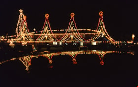 Burnaby Village Museum administration building with Christmas lights, Dec. 1991 thumbnail
