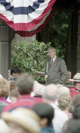 Mayor Doug Drummond delivering speech, July 1997 thumbnail