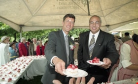 Officials serving cake at Canada Day event, July 1997 thumbnail
