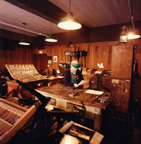 John Burton inside News and Art Printing shop, 1984 thumbnail
