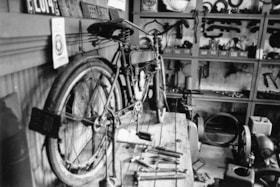 Bicycle in auto shop, [1987] thumbnail
