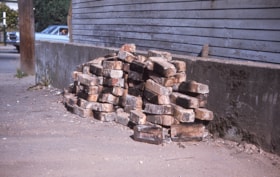 Bricks from chimney of Whitechurch Hardware building, Aug. 1974 thumbnail