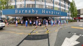 Healthcare workers outside of Burnaby General Hospital, 12 May 2020 thumbnail