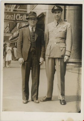Joseph H. Corsbie with man on Hastings Street, [between 1942 and 1945] thumbnail