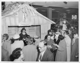 Crowd of shoppers inside Simpsons-Sears, [May 1955] thumbnail