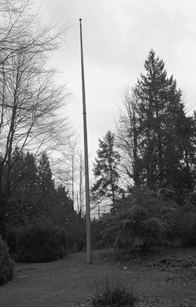 Flag pole in yard of Cunningham house, Jan. 1991 thumbnail