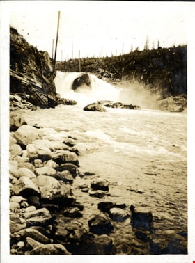 Water flowing from Stave Lake Dam, [c. 1915] thumbnail