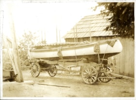 Bob Love's boat on wagon, [between 1905 and 1918] thumbnail