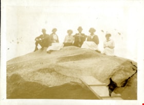 Love family on rock at White Rock beach, [c. 1910] thumbnail