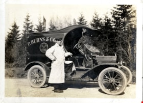 William Parker with P. Burns & Co. automobile, [c. 1915] thumbnail