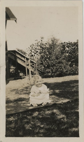Stanely baby on grass, [192-] thumbnail