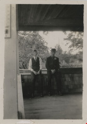 John and Bob Love on porch, [191-] thumbnail