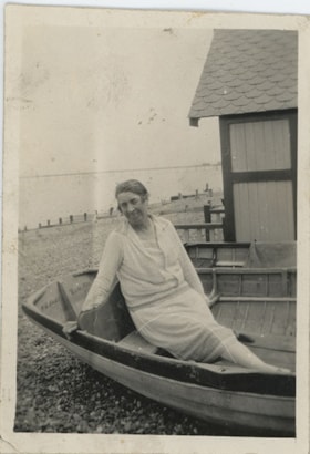 Mary Stanley in boat, [192-] thumbnail