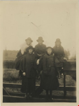 Six women on bridge, [193-] thumbnail