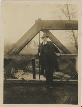 Frank Charles Stanley on bridge, [193-] thumbnail