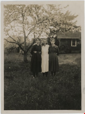Three girls under cherry tree, [191-] thumbnail