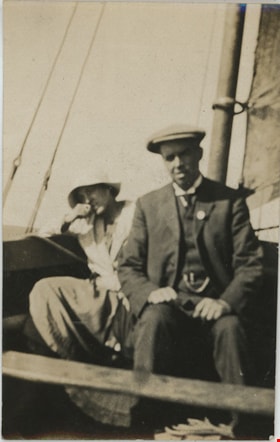 Conquest Stanley and woman in sailboat, 1917 thumbnail