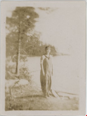 Esther Stanley standing on shore, [191-] thumbnail